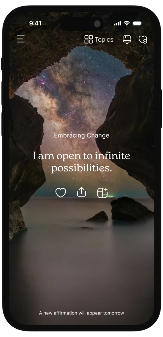 Self-love affirmation styled in the VISIYA app