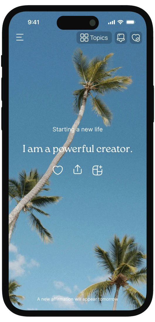 Daily affirmation shown in the VISIYA app on an iPhone