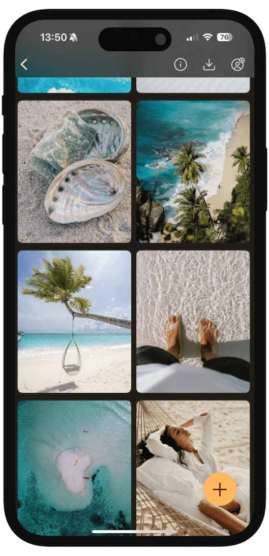 Self-care vision board with a hammock, tea and a journal