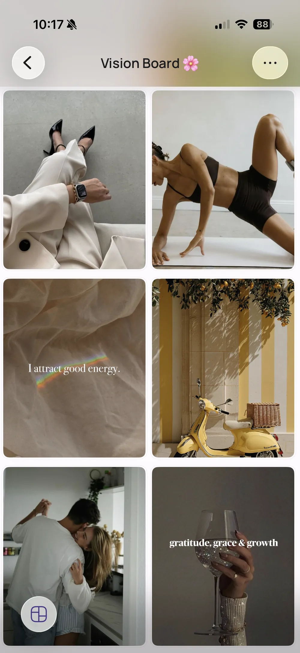 A vision board in the VISIYA app