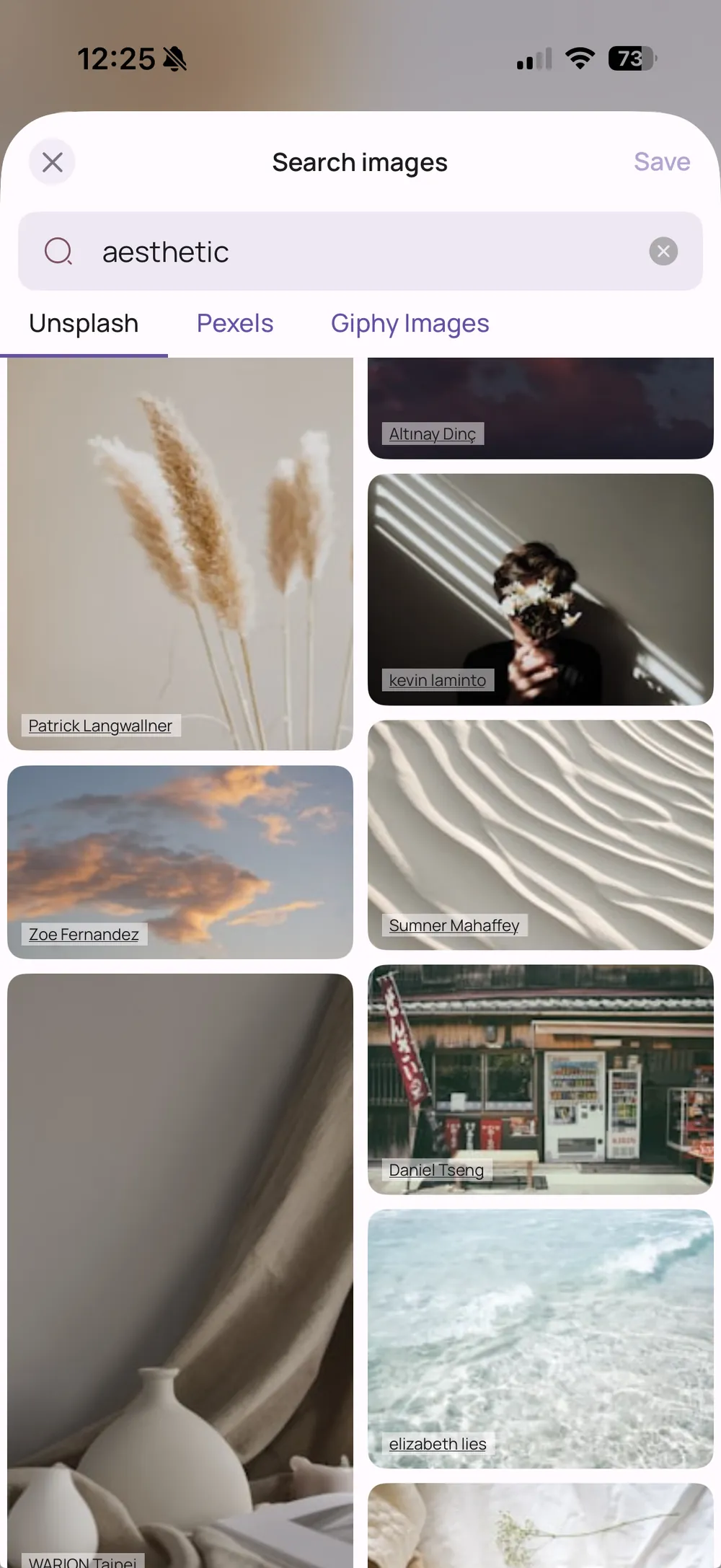 The image library in the VISIYA app